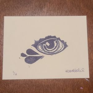 🌻 in tears 1/2 • handmade linocut print